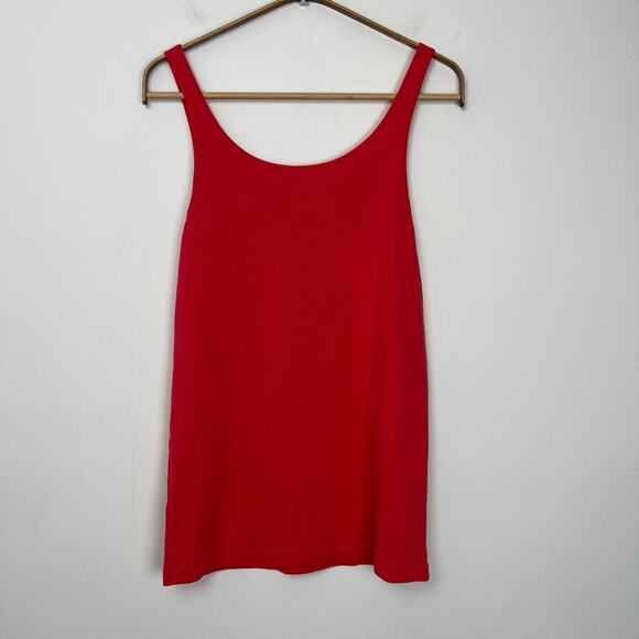 Eileen Fisher Shirt Women's Large Radish Red Tank Organic Cotton Minimal Ribbed - Picture 3 of 7